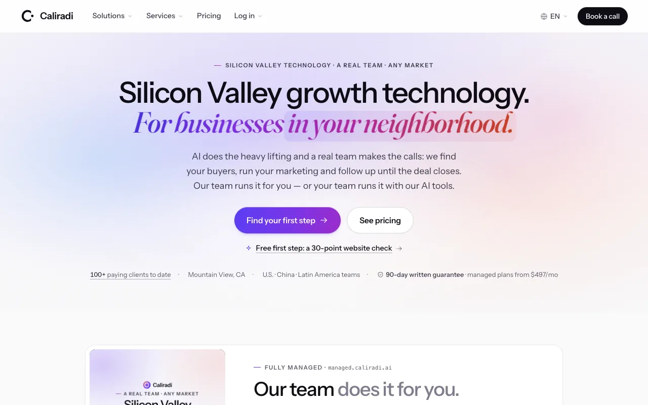 caliradi.ai — live homepage