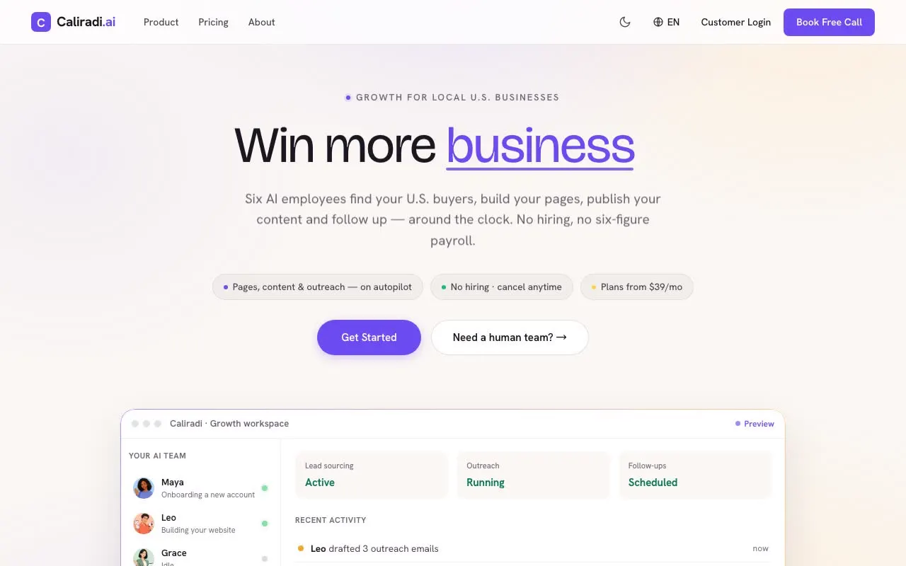 caliradiai.com — live homepage